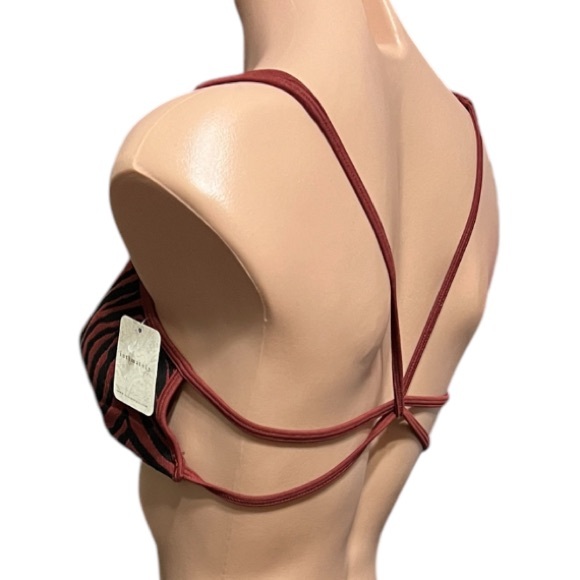 Free People Intimately Zebra Print Bralette Black and Maroon Women’s L/XL NWT - Picture 4 of 5